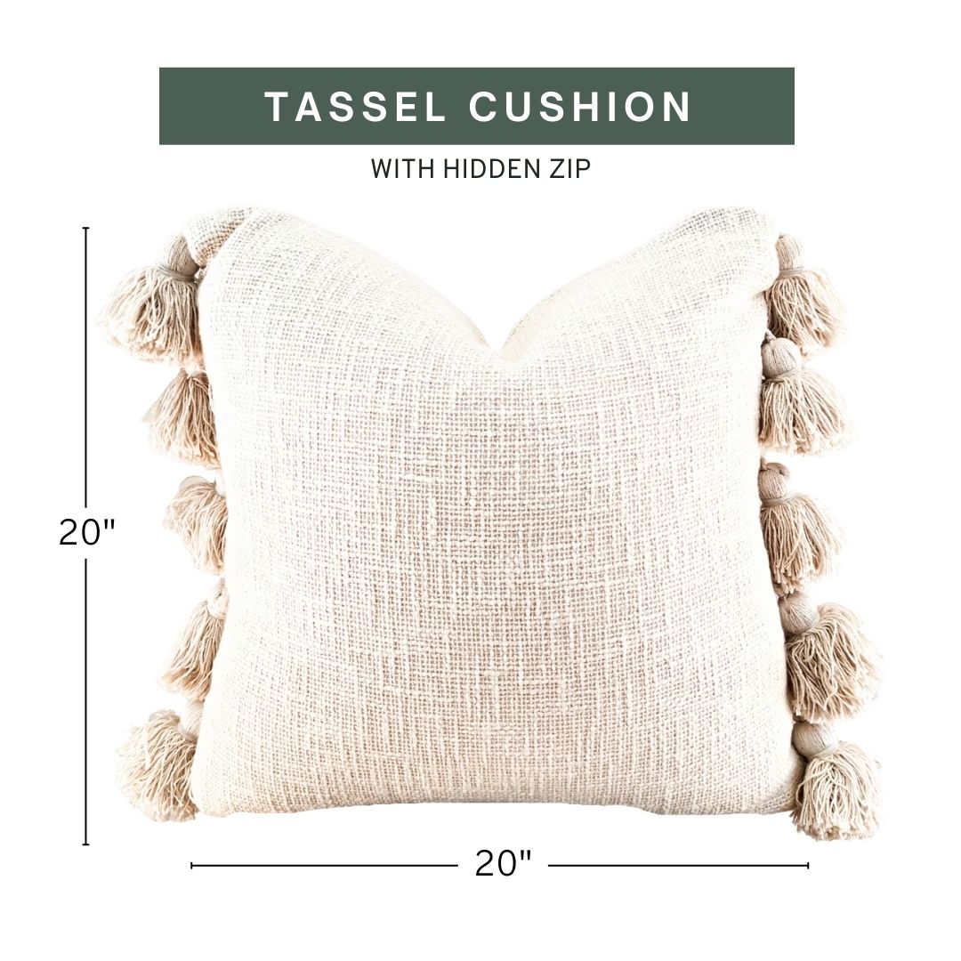 Cream Tassel Cushion Cover