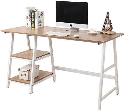 White and oak office desk, home office