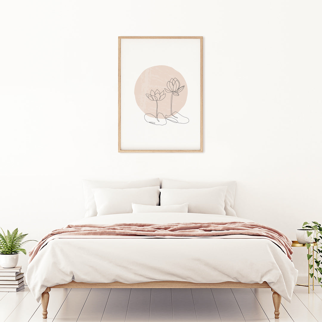 Modern contemporary line art for minimalist bedroom. Digital and printable wall art.
