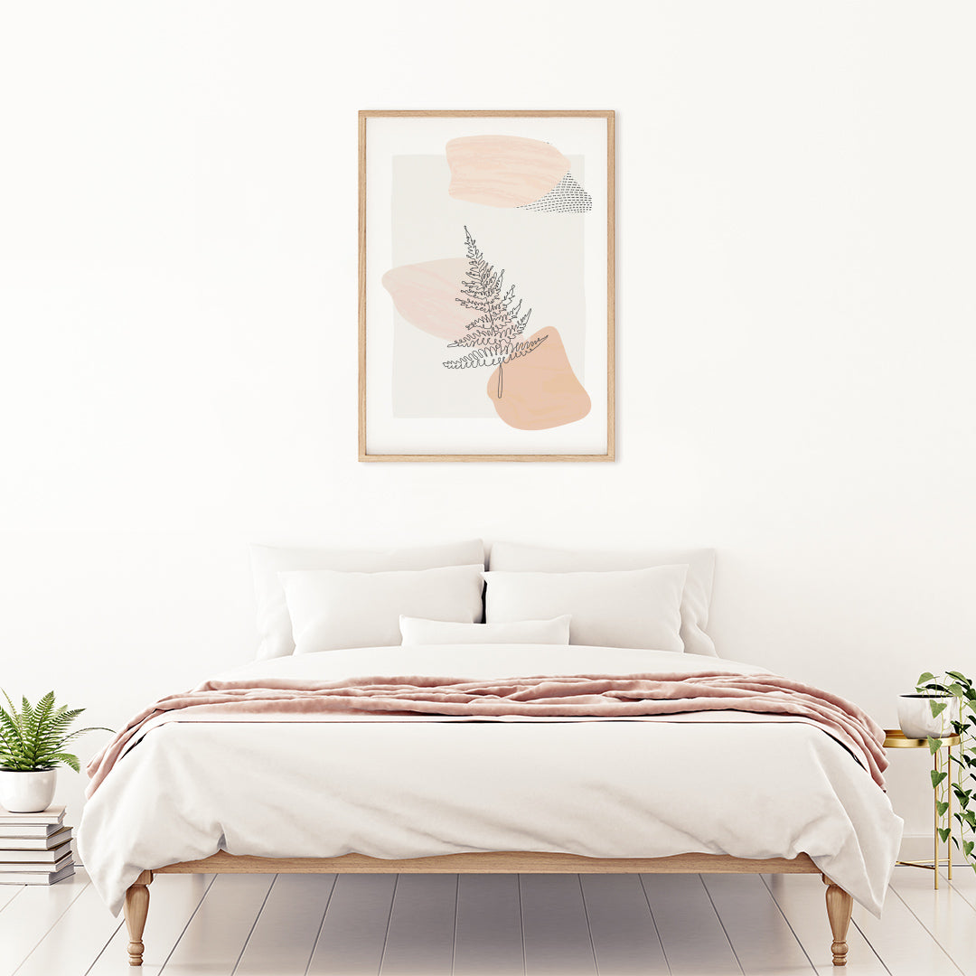 Frameable wall art with botanical fern art design. Perfect for adding minimalistic design to any bedroom. High quality digital file for instant printing.