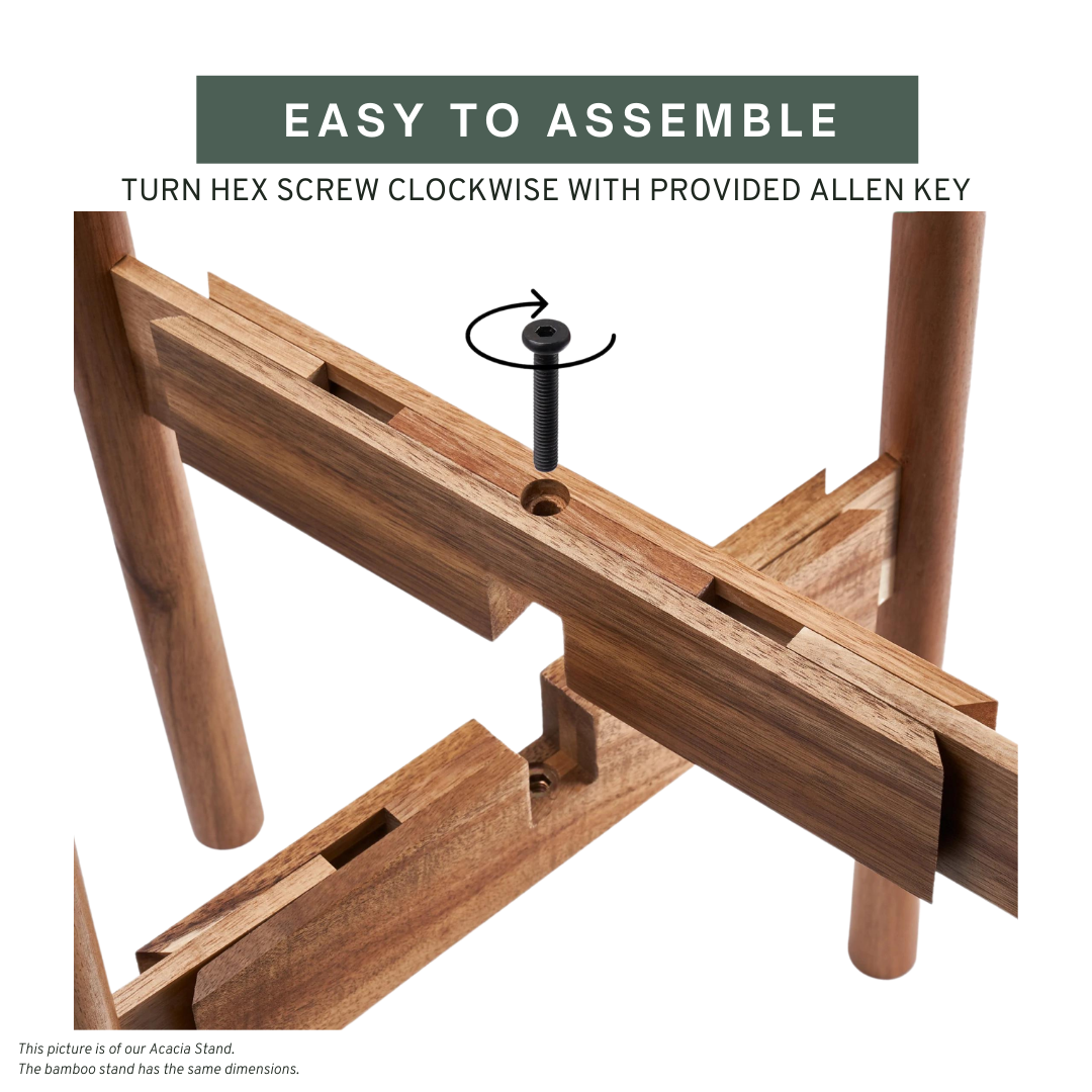 Easy to assemble mid-century wooden plant stand. Easy to understand how-to assembling instructions for plant stand