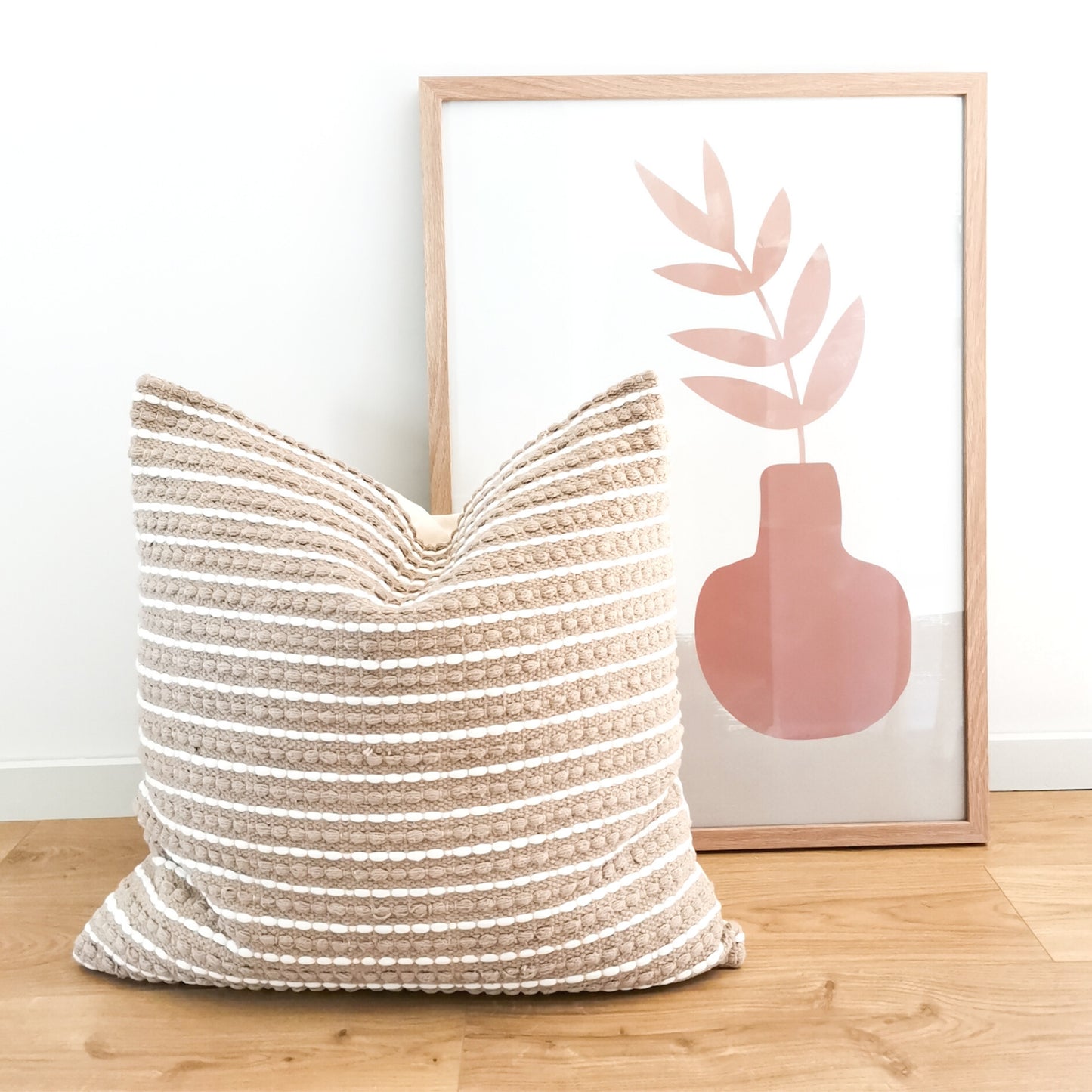 Minimalist tan pillow for living room or bedroom