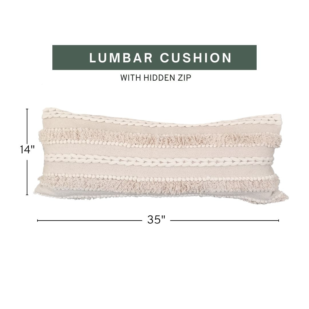 Cream Boho Lumbar Cushion