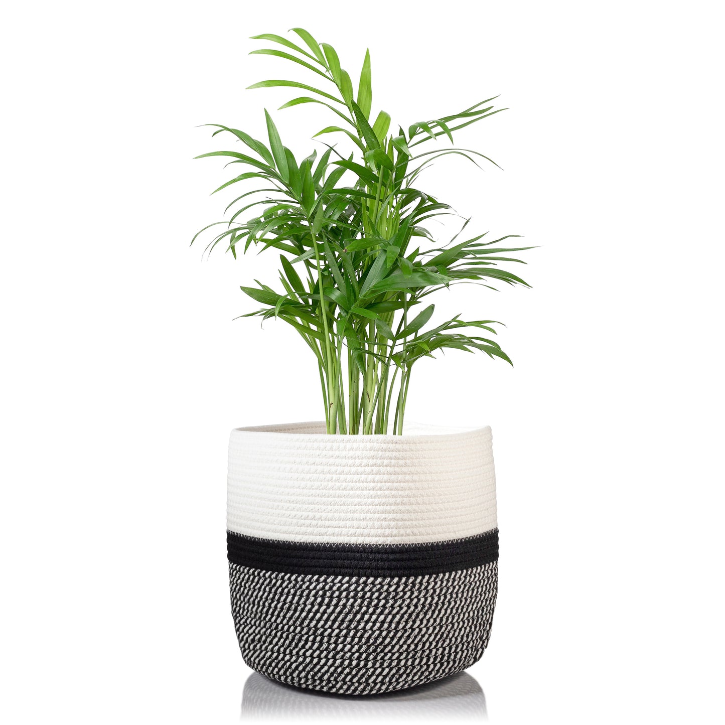 Beautiful modern plant basket handwoven from cotton rope. Soft and study. Perfect for hiding ugly plant pots.