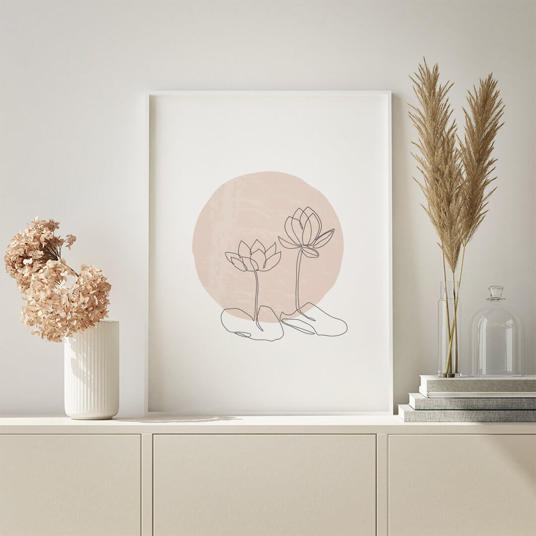Minimalist rose wall art. Available in digital format for instant printing.